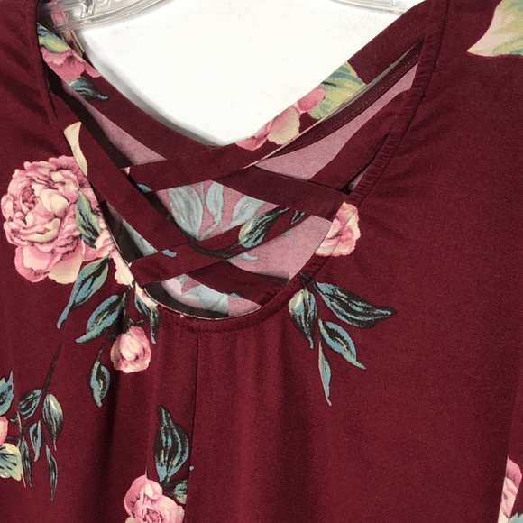IZ BYER floral crisscross back tie front top | M - Picture 4 of 10